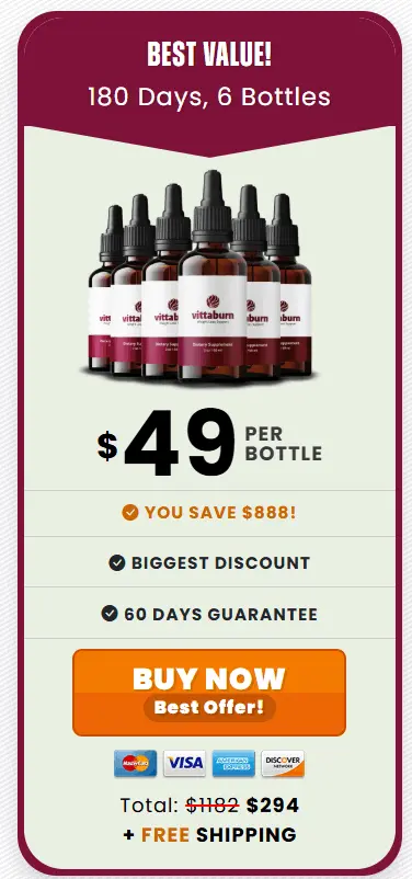 vittaburn six bottle price